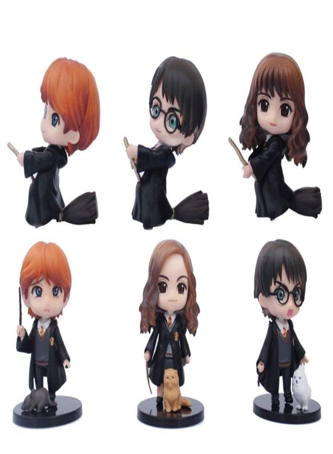 Offo Harry Potter Figure Set (Pack of 6) | Includes Harry, Hermione, Ron & Adorable Pets | Unique Gift for Kids, Potter Fans & Collectors | Ideal for Car, Cake, Study & Home Decor (8cm) - Image 1